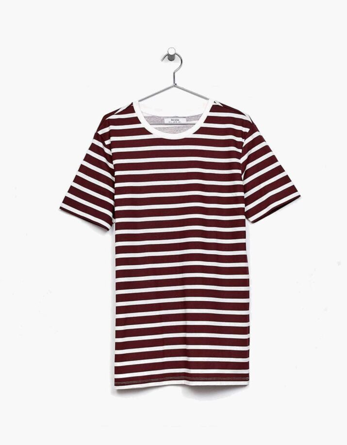 Brown and White Striped T-shirt